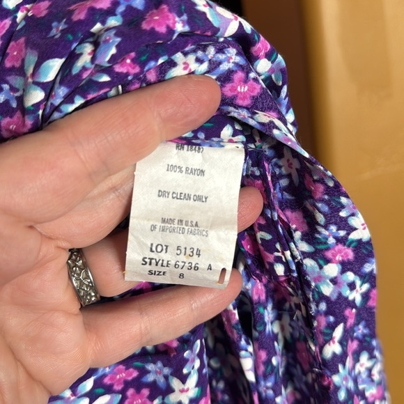 Vintage Diane Von Furstenberg Purple & White Ditsy Floral Maxi Skirt Size 8 - Picture 6 of 7